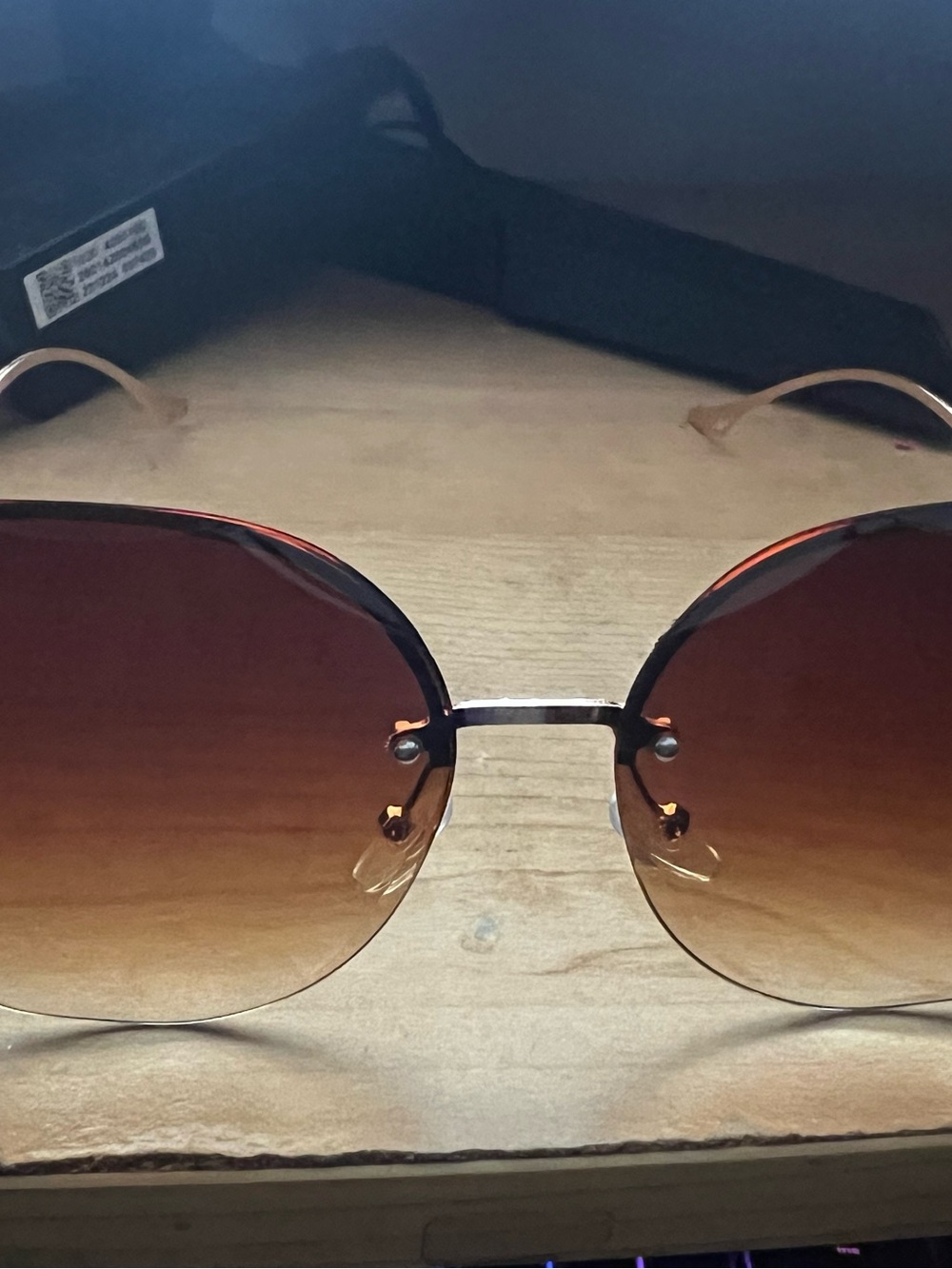 Women's Rimless Gradient Brown Sunglasses - Elegant Brown Lens Size Large/XLarge